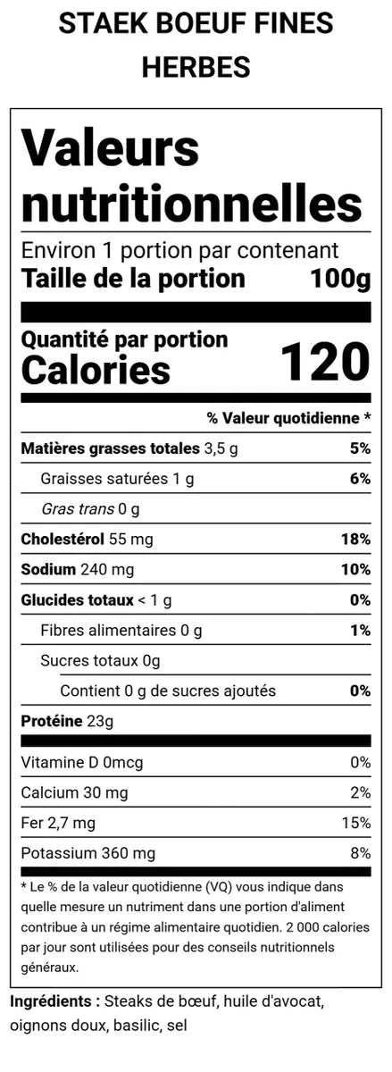 Steak de bœuf fines herbes 1 KG