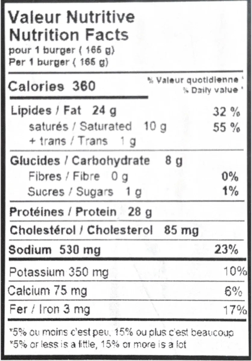 Burguer de Boeuf oignon & fromage suisse