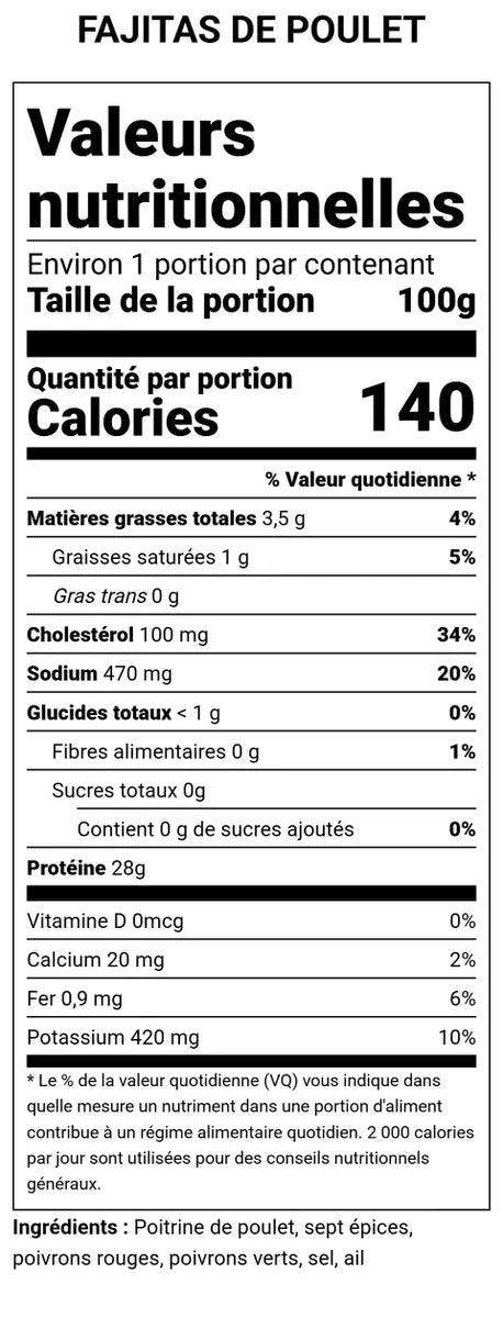 Fajitas au Poulet 500G